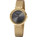 Produktbild: Regent BA-517 Damen-Armbanduhr, Gold-Gehäuse, Metall-Armband - Goldfarben/Grau