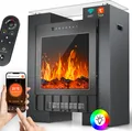 Produktbild: KESSER® LED Kamin Elektrokamin Heizung mit Thermostat, realistischem Feuer + App