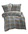 Produktbild: ETÉREA Flanell Bettwäsche 200x220cm + 2X 80x80-100% Baumwolle - Bettbezug Urban Flausch Kariert - Bettwäsche Set mit Kissen 200x220 Bettbezug + 2X 80x80 Kissenbezug 3teilig - Made in Green - Orange