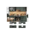 Produktbild: Vicco Küchenzeile Küchenblock Einbauküche Fame-Line Landhaus Anthrazit Grün 235 cm Gold Küchen Schränke Hängeglasschrank Hängeschrank Schubladenunterschrank Spülenunterschrank Herdumbauschrank