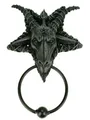 Produktbild: Vogler Dekofigur Türklopfer Baphomet mit Metallring Satan Teufel Dämon 23 cm Figur Tür