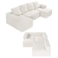 Produktbild: VEVOR Modulares Sofa U-förmiges Ecksofa Schlafsofa mit hochelastischem Schaumstoff & hoher Dichte, gepolstertes Cordsofa (545 kg belastbar) mit Kissen für Wohnzimmer Apartment Beige
