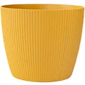 Produktbild: KONZEPT Blumentopf groß, gelb, gerillte Struktur 26cm, Übertöpfe für Zimmerpflanzen aus Kunststoff ideal für Wohnzimmer, Küche und Balkon