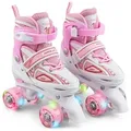 Produktbild: Apollo Rollschuhe LED Rollschuhe größenverstellbar Super Quads X-Pro, größenverstellbare Roller Skates für Mädchen und Jungen - Größen 31-42 rosa S (31-34)