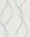 Produktbild: Rasch Tapete 475623 - Weiße Vliestapete mit schwungvollen und dynamischen Linien in Türkis und Grau, Wellenmuster - 10,05m x 0,53m (LxB)