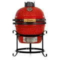 Produktbild: BBQ-Toro Kamado Grill Holzkohlegrill Haiiro Ø 32 cm | Rot | Mini Holzkohlegrill mit Thermometer & Holzgriffen | Keramikgrill rund | Ceramic Grill Ei, Smoker, BBQ Grillofen, Kamado BBQ