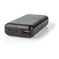 Produktbild: Nedis Powerbank - 20000 mAh - 2x 3.0 A - Anzahl der Ausgänge: 2 - Ausgangsanschluss: 1x USB-A / 1x USB-C - Eingangsver - Schwarz