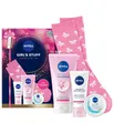 Produktbild: Nivea Hautpflege-Set Girls Stuff 2025 (Skincare Love) Set, 4-tlg., Pflege & Reinigung für Gesicht und Körper