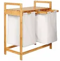 Produktbild: Wäschekorb Bambus Wäschebox mit 2 ausziehbaren Wäschesäcken