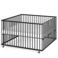 Produktbild: Sämann Laufstall Baby mit Lattenrost und Matratze | stufenlos höhenverstellbar | Laufgitter Premium | Babybett aus Holz | Krabbelgitter (schwarz, 120x120 cm)