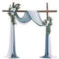 Produktbild: VEVOR Künstliches Blumenset für Hochzeit Bogen, blaue Blumen für Traubogen mit Vorhängen (4er-Set) _ 2 Blumenarrangements, 2 transparente Vorhäng