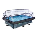 Produktbild: EXIT Toys Stone Pool mit Multifunktionale Abdeckung - 300x200x65cm - Rechteckiger, Kompakter Rahmenpool mit Kartuschenfilterpumpe - Leicht Zugänglich - Für Sauberes und Warmes Poolwasser - Grau