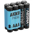Produktbild: ABSINA Akku AAA für Telefon 800 mAh - 8x NiMH Telefonakkus Akkus Batterien Akku 800 mAh (1.2 V)