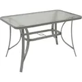 Produktbild: DEGAMO Gartentisch Esstisch Glastisch Tisch 120x70cm, Metall grau + Sicherheitsglas - Grau