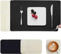 Produktbild: Myir JUN 6x Tischsets Platz-Set Leder & Untersetzer Doppelseitig (weiß Schwarz)