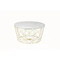 Produktbild: Livetastic Couchtisch, Weiß, Gold, Metall, Glas, Marmoroptik, rund, Gittergestell, 80x45x80 cm, einfacher Aufbau, Wohnzimmer, Wohnzimmertische, Couchtische, Couchtische Marmoroptik
