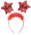 Produktbild: PartyDeco Stirnband mit Sternen und gedruckten Zahlen 40 Rot mit Fell Haarband für 40. Geburtstag Runde Geburtstag Gadgets Geburtstagsgeschenk Haarschmuck - Rot