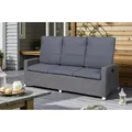 Produktbild: OUTFLEXX Vigo Comfort 3-Sitzer Speise-/Lounge-Sofa, stahlgrau-meliert, Polyrattan, 210x84x110cm, verstellbar