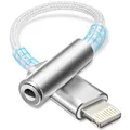 Produktbild: Esiposs Lightning auf 3,5 mm Kopfhöreranschluss [MFi Zertifizierung] Lightning auf klinke HiFi Kopfhörer Adapter Audio Adapter Dongle Kompatibel mit i Phone 14/13/12/11/X/8/7/Pad/i-OS, Silber Weiß