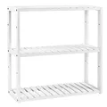 Produktbild: SONGMICS Badregal, Badezimmerregal, Bambus-Regal, Pflanzenregal mit 3 verstellbaren Ablagen, Wandmontage, freistehend, für Wohnzimmer, Flur, Küche, 60 x 15 x 54 cm, weiß BCB13W