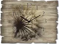 Produktbild: ARTland Holz Wanduhr Quarzuhr - schwarzer Zeiger Große Pusteblume Größe: 40x30 cm