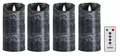 Produktbild: sompex LED Kerzen mit Timerfunktion und flackernder Flamme, anthrazit ⌀ 8cm, Höhe wählbar 12,5 cm, 18cm, 23cm, Adventskranz 4er Sets, Weihnachtsdeko, LED Deko (4x18cm mit Fernbedienung)