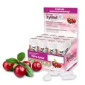 Produktbild: miradent Xylitol Zahnpflegekaugummi Cranberry Display 12 St. | fruchtiger Geschmack | zuckerfrei | vegan | kariespräventiv | für unterwegs