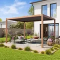 Produktbild: PRIMEYARD  3x4m Pergola in Holzoptik; mit Lamellendach in Perlgrau - (400109)