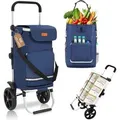 Produktbild: Sekey 3-in-1 Faltbarer Einkaufstrolley mit Kühlfach und Spanngurt Blau
