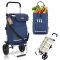 Produktbild: Sekey Einkaufstrolley 3-in-1 mit Kühlfach und Spanngurt, Faltbarer Einkaufswagen 42L & 35kg, 3-in-1 Trolley, Sackkarre & Umhängetasche, Ideal für Einkäufe blau