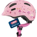 Produktbild: ABUS Kinderhelm Smiley 2.0 - Robuster Fahrradhelm für Mädchen und Jungs - Rosa mit Prinzessinnen-Muster, Größe S