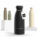 Produktbild: LARS NYSØM Edelstahl Trinkflasche 350ml, 500ml, 750ml, 1L, 1 5 liter | Thermosflasche Kohlensäure geeignet | Auslaufsichere Wasserflasche für Sport, Outdoor, Schule (Carbon Black, 350ml)