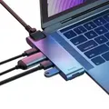 Produktbild: Baseus 7 in 1 HUB-Adapter kompatibel mit MacBook Pro 2016/2017/2018 mit doppelt USB-C Stecker Grau
