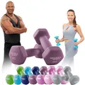 Produktbild: Miweba Sports Neopren Hantelset | 𝐏𝐫𝐨𝐟𝐢 Hantel - Hexagon Hanteln Set - Kurzhanteln - Kurzhantel Set - Gymnastikhanteln - Hantel Set - Dumbbell - 0,5-10 Kg (2X 2.0 kg, Lila)