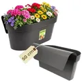 Produktbild: Geländerkasten Balkon mit Wasserspeicher Blumentopf Zaun Blumenkasten Geländer Balkontopf Anthrazit Balkonkasten Blumenkasten Balkongeländer Bal... - Schwarz