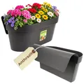 Produktbild: GarPet Geländerkasten Balkon mit Wasserspeicher Blumentopf Zaun Blumenkasten Geländer Balkontopf Anthrazit Balkonkasten Blumenkasten Balkongeländer Balkon Pflanzkasten