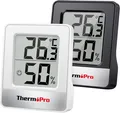 Produktbild: ThermoPro TP49 2 Stück Thermo-Hygrometer Digital Raumthermometer Schwarz+Weiß