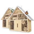 Produktbild: WILDLIFE HOME Insektenhotel 2 Stück I Naturbelassen & Wetterfest, Insektenhaus aus Naturholz für Bienen, Wildbienen, Marienkäfer & Schmetterlinge, Bienenhotel & Nisthilfe zum Aufhängen, 2er Set