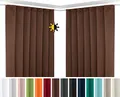 Produktbild: BEAUTEX 2er Set Kräuselband Verdunkelungsvorhang mit U-Band, Gardinen abdunkelnd und Blickdicht (B=140 cm, H=175 cm, Dunkelbraun)