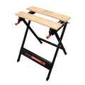 Produktbild: BLACK+DECKER tragbare Werkbank für Werkstatt - Sägebock Werkbank klappbar als Werkstatteinrichtung (freistehend, Abmessung der Arbeitsplatte: 610x250 mm, max. Tragkraft: 160 kg) WM301