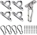 Produktbild: JOYUE Edelstahl Augplatte und Edelstahl Karabiner, Edelstahl Decksplatte Karabinerhaken, Premium Ösenplatte für Sonnensegel, Hängesessel, Wand-Befestigung, Decken-Befestigung, Wand-Haken