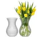 Produktbild: KONZEPT Blumenvase Glas 18 cm Hoch, ⌀ 11 cm, Set 2 STK. Vase für Tulpen Durchsichtig, Spülmaschinenfest - Kleine Vase für Tischdeko bei Hochzeiten & Partys