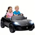 Produktbild: AIYAPLAY Kinder Elektroauto Maserati 12V 2-Sitzer Kinderauto mit 2,4 GHz Fernbedienung, 2 Motor, Elektrofahrzeug mit Federung, Musik, USB, Hupe, LED-Leuchten, für 3-8 Jahre, 3-8 km/h, Schwarz