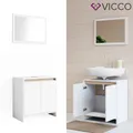Produktbild: Badmöbel Spiegel Waschtischunterschrank Set Emma Weiß Sonoma Eiche Vicco