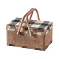 Produktbild: Nähkästchen Nähkorb Nähkörbchen  Nähbox Nähkasette - beige kariert - 29x19x16 cm