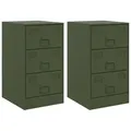 Produktbild: vidaXL Nachttische 2 Stk. Olivgrün 34,5x39x62 cm Stahl