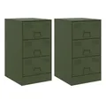 Produktbild: vidaXL Nachttisch Nachttische 2 Stk. Olivgrün 34,5x39x62 cm Stahl (2-St)