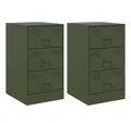 Produktbild: vidaXL Nachttisch Nachttische 2 Stk. Olivgrün 34,5x39x62 cm Stahl (2-St)