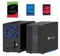 Produktbild: Externes Festplattengehäuse 2 Schächte für SATA HDD SSD bis zu 40TB USB 3.2 Gen 1 Docking Station mit aktivem Lüfter Reagle Aluminium Schwarz