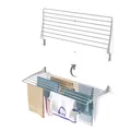 Produktbild: Wand Wäscheständer, Wäscheständer für Wände, verschließbar Wäscheleine für drinnen und draußen in Aluminium und Stahl, Foxydry Fold 120 cm